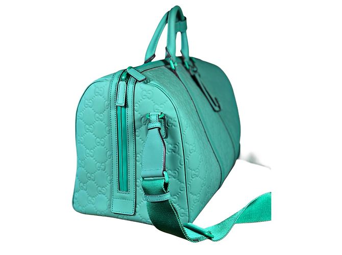 Gucci Borsa da Viaggio Grande con Monogramma GG Verde - vista 12