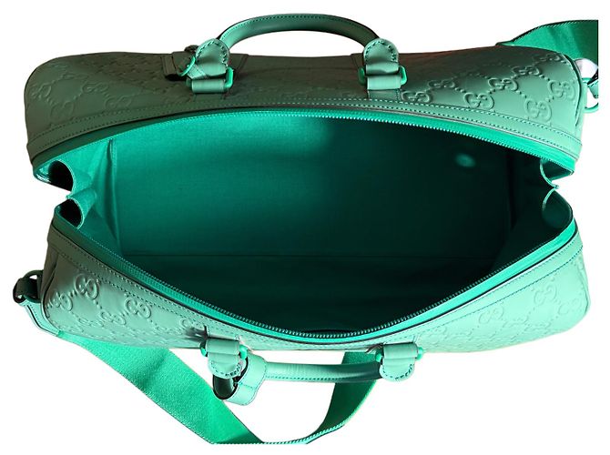 Gucci Borsa da Viaggio Grande con Monogramma GG Verde - vista 7