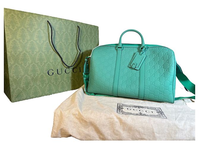 Gucci Borsa da Viaggio Grande con Monogramma GG Verde - vista 10