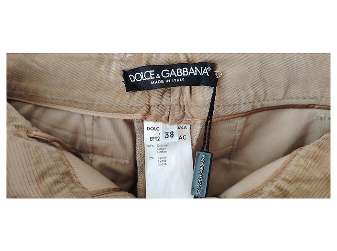 DOLCE & GABBANA RIPPENDE SAMT-HOSE. Beige - Ansicht 2