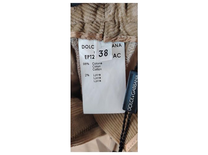 DOLCE & GABBANA RIPPENDE SAMT-HOSE. Beige - Ansicht 4