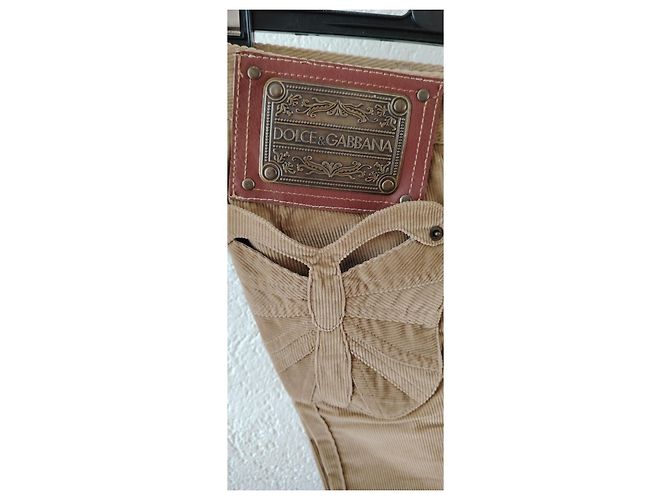 DOLCE & GABBANA RIPPENDE SAMT-HOSE. Beige - Ansicht 7