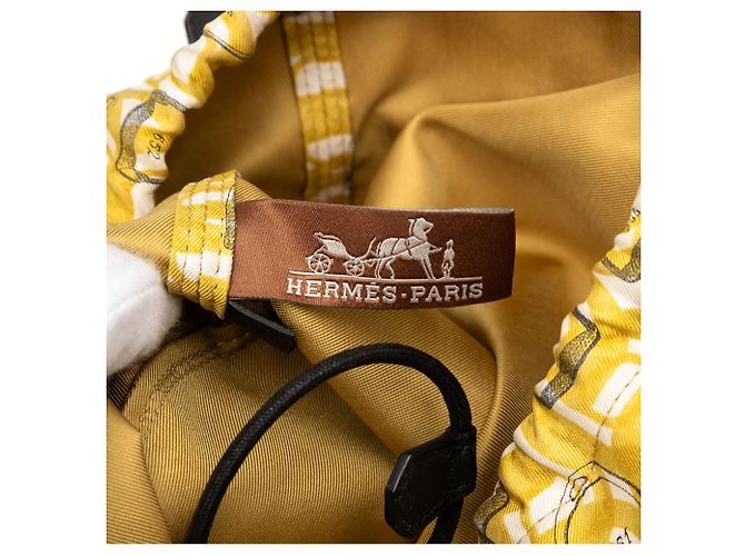 Borsa Musardine in seta gialla ed Epsom Hermès Giallo - vista 5