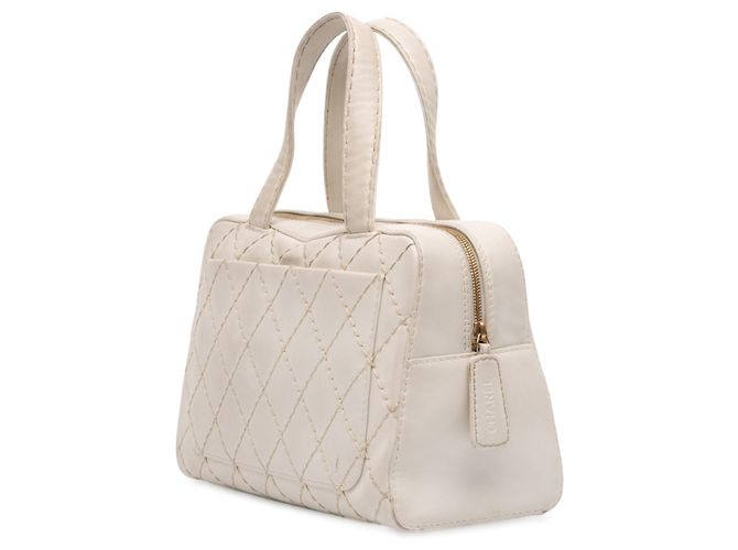 Borsa Chanel in agnello bianco con cucitura selvaggia CC - vista 2