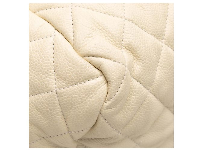 Chanel White Quilted Caviar Coco Cocoon Bowler Bag Cream - view 7