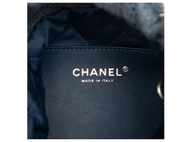 Borsa Chanel Blue Mini in denim con borchie 22 - vista 5
