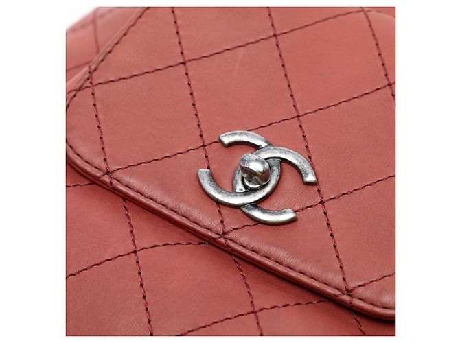 Chanel Red Medium Stitched Calfskin Urban Luxury Drawstring Backpack - view 6