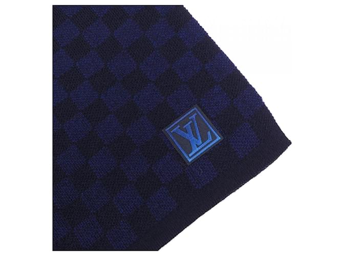 Sciarpa Petit Damier Louis Vuitton Nero Blu navy - vista 2