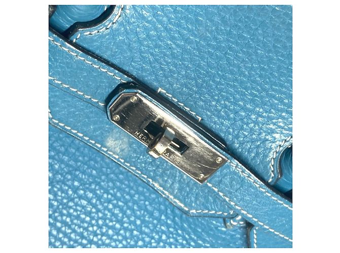 Borsa Tote Hermès Birkin 35 in Blue Jean - vista 10