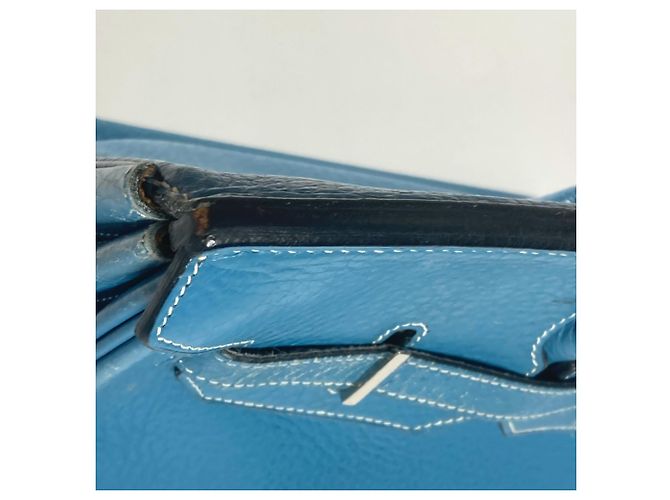 Borsa Tote Hermès Birkin 35 in Blue Jean - vista 11