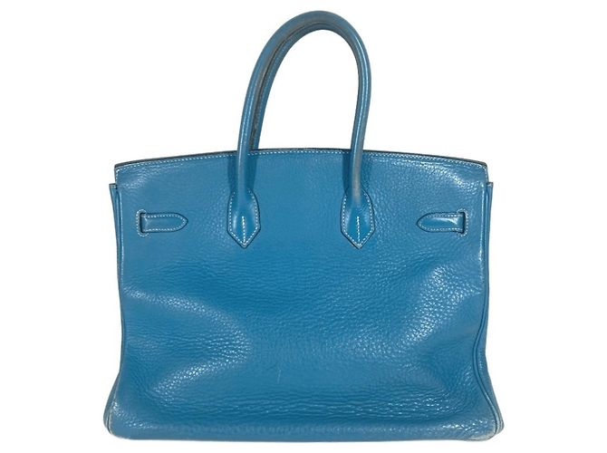 Borsa Tote Hermès Birkin 35 in Blue Jean - vista 2