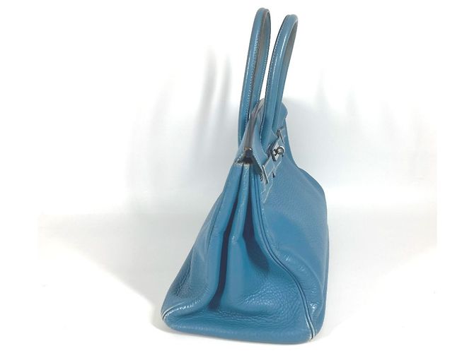 Borsa Tote Hermès Birkin 35 in Blue Jean - vista 3