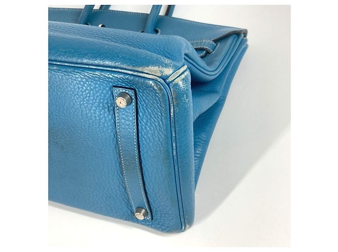 Borsa Tote Hermès Birkin 35 in Blue Jean - vista 6