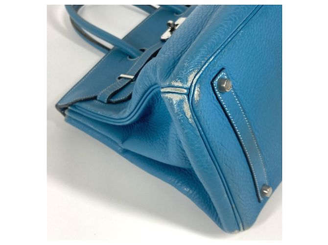 Borsa Tote Hermès Birkin 35 in Blue Jean - vista 7