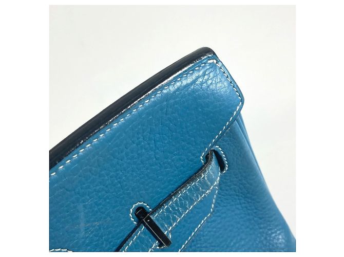 Borsa Tote Hermès Birkin 35 in Blue Jean - vista 9