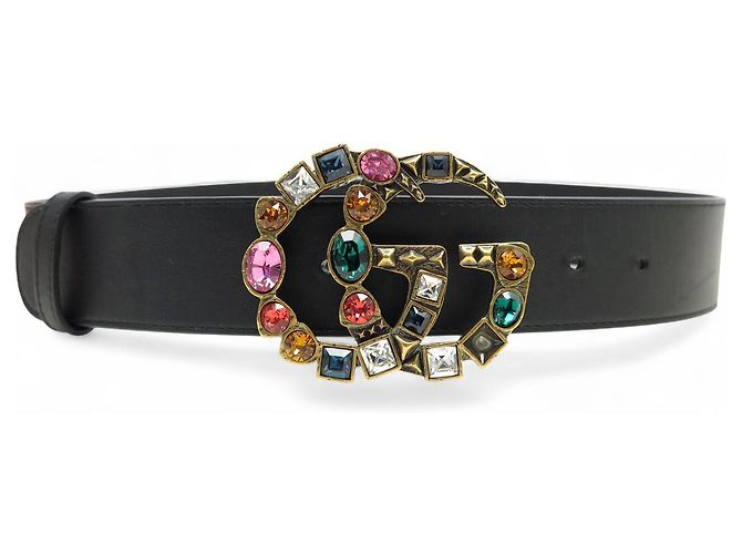 NEUER GUCCI GG MARMONT GÜRTEL 513183 T80 MIT STEINEN & STRASS SCHWARZ - Ansicht 2