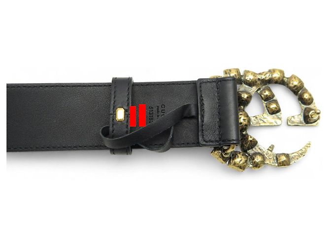 NEUER GUCCI GG MARMONT GÜRTEL 513183 T80 MIT STEINEN & STRASS SCHWARZ - Ansicht 6