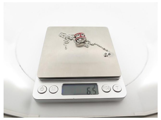 Hermès NEUE HERMES POP H PENDANT-HALSKETTE ROTLAK PALLADIUM + SILBERNE KETTE - Ansicht 6