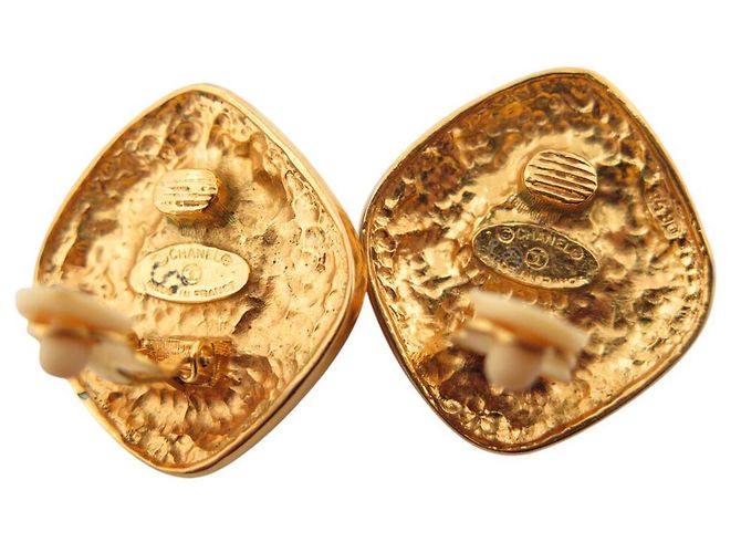 VINTAGE CHANEL TOURBILLONS & PERLEN 1980 GOLDENE OHRRINGE - Ansicht 5