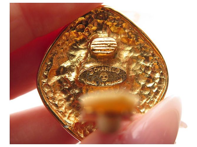 VINTAGE CHANEL TOURBILLONS & PERLEN 1980 GOLDENE OHRRINGE - Ansicht 7
