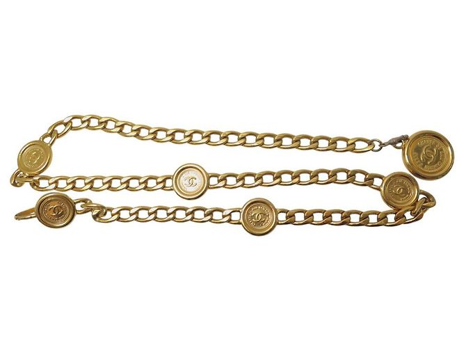 VINTAGE CHANEL GÜRTELHALSKETTE MIT CC MEDAILLON KETTE GRÖSSE 65 80 Golden - Ansicht 12
