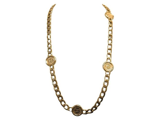 VINTAGE CHANEL GÜRTELHALSKETTE MIT CC MEDAILLON KETTE GRÖSSE 65 80 Golden - Ansicht 3