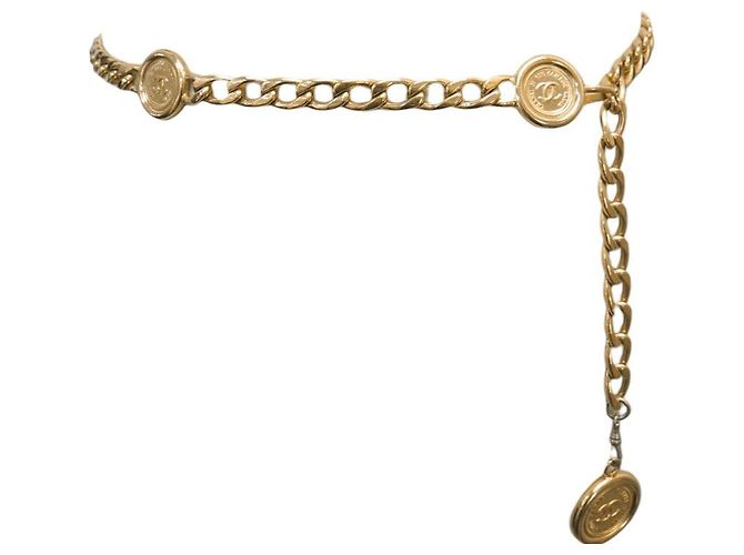 VINTAGE CHANEL GÜRTELHALSKETTE MIT CC MEDAILLON KETTE GRÖSSE 65 80 Golden - Ansicht 4