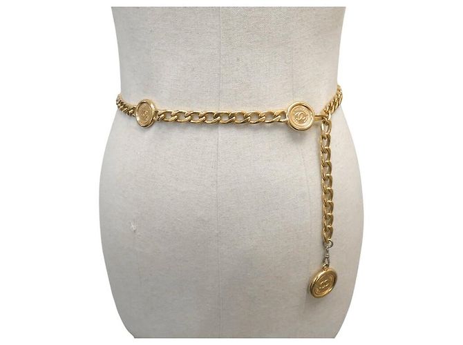 VINTAGE CHANEL GÜRTELHALSKETTE MIT CC MEDAILLON KETTE GRÖSSE 65 80 Golden - Ansicht 5