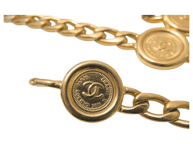VINTAGE CHANEL GÜRTELHALSKETTE MIT CC MEDAILLON KETTE GRÖSSE 65 80 Golden - Ansicht 7