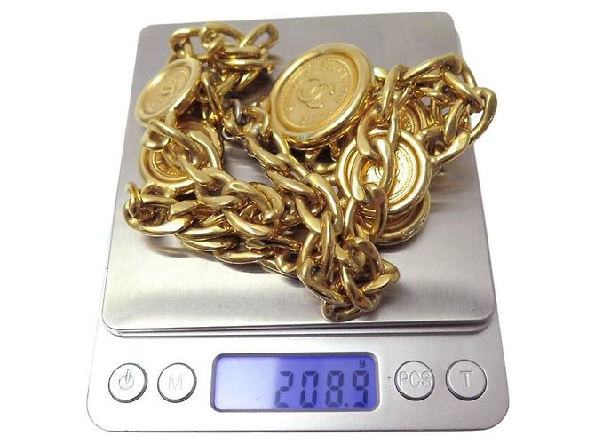 VINTAGE CHANEL GÜRTELHALSKETTE MIT CC MEDAILLON KETTE GRÖSSE 65 80 Golden - Ansicht 9