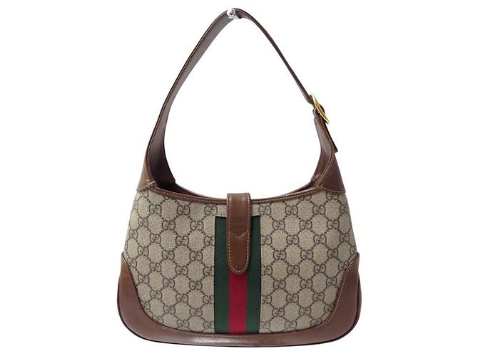 BORSA GUCCI JACKIE 1961 MM 636706 CANVAS GG SUPREME WEB PELLE Beige - vista 2