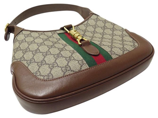 BORSA GUCCI JACKIE 1961 MM 636706 CANVAS GG SUPREME WEB PELLE Beige - vista 8