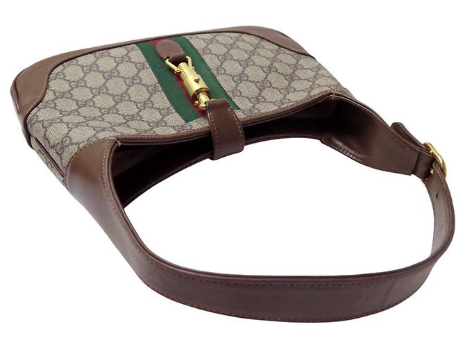 BORSA GUCCI JACKIE 1961 MM 636706 CANVAS GG SUPREME WEB PELLE Beige - vista 9