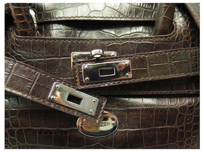 BOLSO DE MANO MAC DOUGLAS PYLA ROMY GM EN CUERO ESTILO COCODRILO MARRÓN - vista 11
