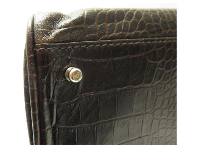 BOLSO DE MANO MAC DOUGLAS PYLA ROMY GM EN CUERO ESTILO COCODRILO MARRÓN - vista 16