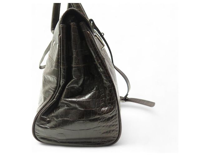 BOLSO DE MANO MAC DOUGLAS PYLA ROMY GM EN CUERO ESTILO COCODRILO MARRÓN - vista 3