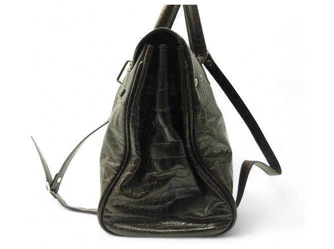 BOLSO DE MANO MAC DOUGLAS PYLA ROMY GM EN CUERO ESTILO COCODRILO MARRÓN - vista 4