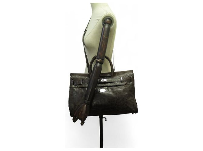 BOLSO DE MANO MAC DOUGLAS PYLA ROMY GM EN CUERO ESTILO COCODRILO MARRÓN - vista 7