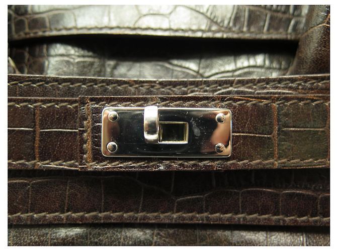 BOLSO DE MANO MAC DOUGLAS PYLA ROMY GM EN CUERO ESTILO COCODRILO MARRÓN - vista 9