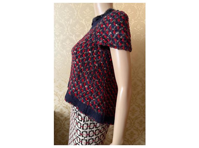 Prada Wollbluse mit Seidenfutter und Nerzbesatz Mehrfarben - Ansicht 10