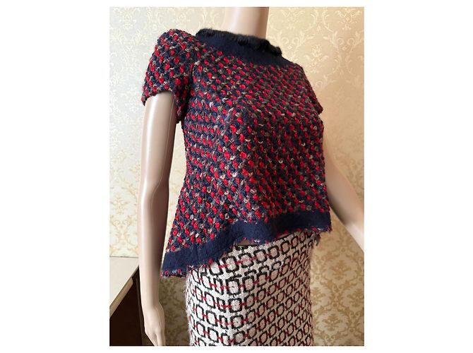Prada Wollbluse mit Seidenfutter und Nerzbesatz Mehrfarben - Ansicht 12
