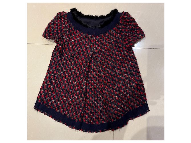 Prada Wollbluse mit Seidenfutter und Nerzbesatz Mehrfarben - Ansicht 4