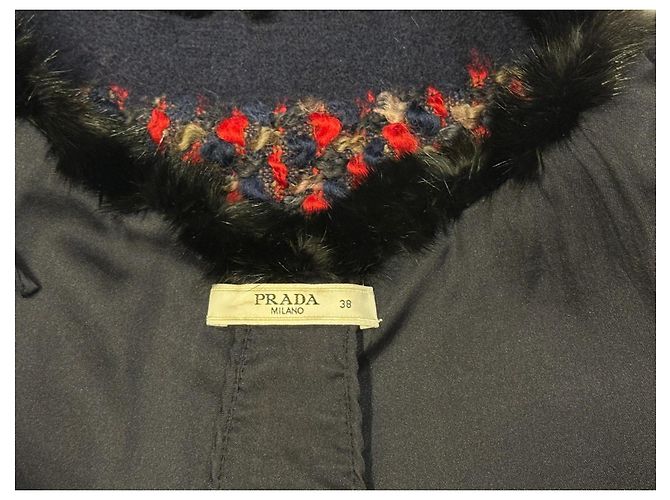 Prada Wollbluse mit Seidenfutter und Nerzbesatz Mehrfarben - Ansicht 5