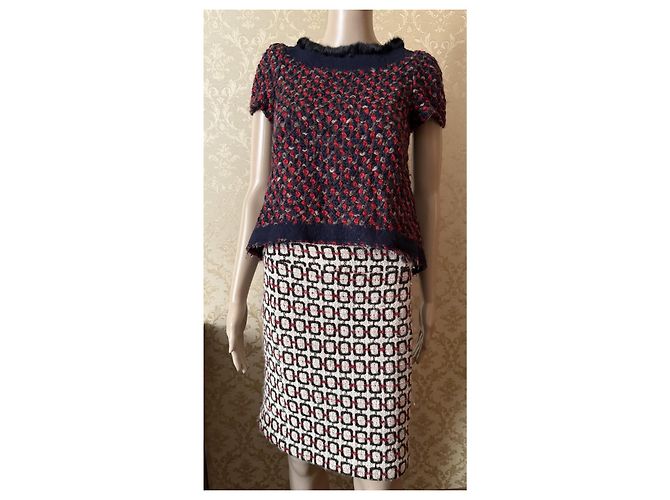 Prada Wollbluse mit Seidenfutter und Nerzbesatz Mehrfarben - Ansicht 8