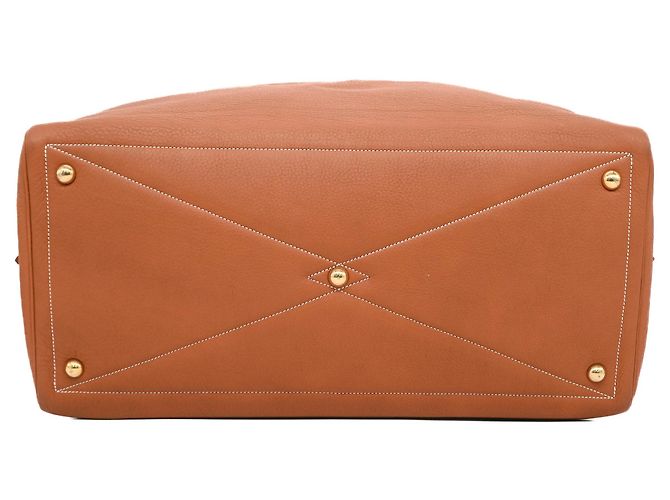 Hermès Borsa Boston/Viaggio Hermes Victoria 50 in pelle Taurillon Clemence Marrone - vista 5