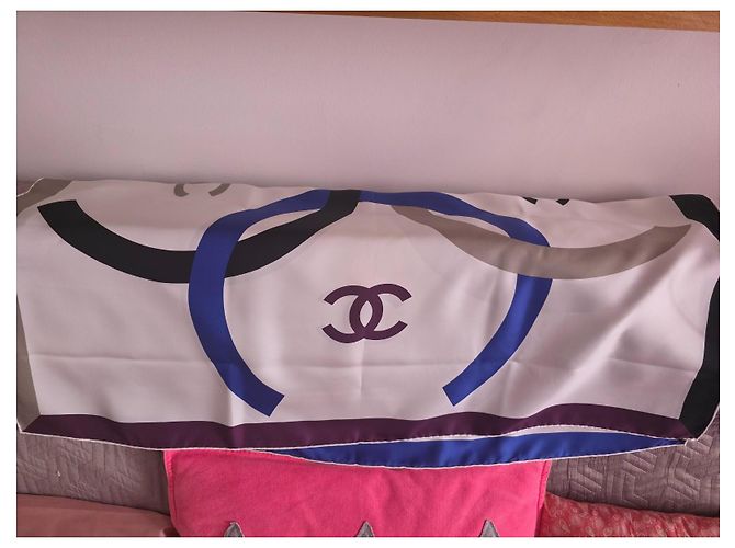 Foulard in seta Chanel Monogramma Bianco - vista 5