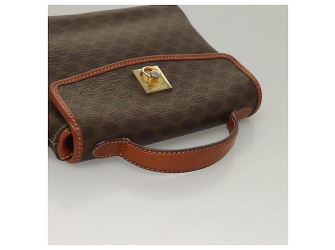 Céline Vintage Celine Triomphe Handtasche aus Macadam-Canvas Braun - Ansicht 7