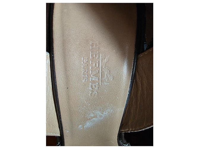 Hermès Zoccoli con piattaforma interamente in pelle Hermes Marrone scuro - vista 3