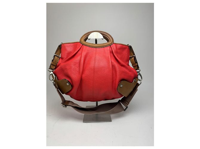 Vintage Marni 2Way Leder Tasche Rot Braun - Ansicht 2