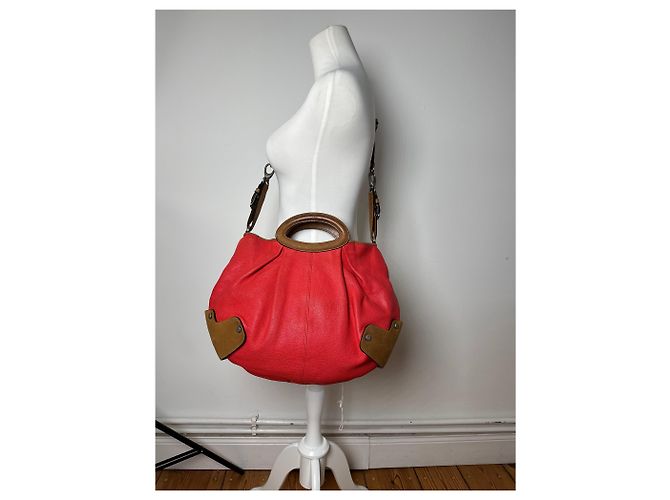 Vintage Marni 2Way Leder Tasche Rot Braun - Ansicht 4